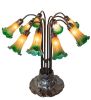 24" High Amber/Green Tiffany Pond Lily 10 LT Table Lamp