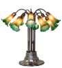 24" High Amber/Green Tiffany Pond Lily 10 LT Table Lamp