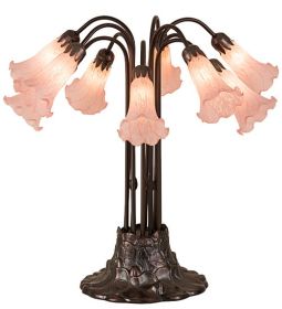 24"H Pink Pond Lily 10 LT Table Lamp