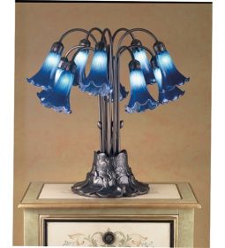 22"H Blue Pond Lily 10 LT Table Lamp