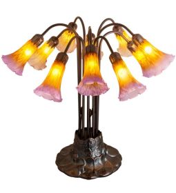 22"H Amber/Purple Pond Lily 10 LT Table Lamp