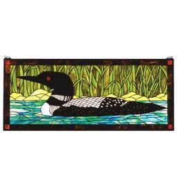 40"W X 17"H Loon Stained Glass Window