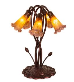 17" High Amber/Purple Pond Lily 5 LT Table Lamp
