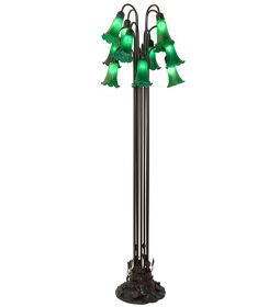 63" High Green Tiffany Pond Lily 12 LT Floor Lamp