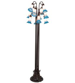 63" High Pink/Blue Tiffany Pond Lily 12 LT Floor Lamp