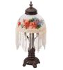 13" High Roussillon Rose Bouquet Fringed Mini Lamp