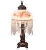 13" High Roussillon Rose Bouquet Fringed Mini Lamp