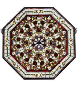 35"W X 35"H Floral LED Backlit Stained Glass Window