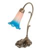 15" High Pink/Blue Tiffany Pond Lily Accent Lamp