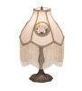 20" High Reverse Painted Roses Fabric with Fringe Table Lamp