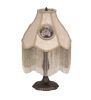 20" High Reverse Painted Roses Fabric with Fringe Table Lamp
