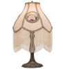 20" High Reverse Painted Roses Fabric with Fringe Table Lamp