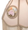 20" High Reverse Painted Roses Fabric with Fringe Table Lamp