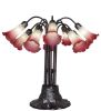 24" High Seafoam/Cranberry Tiffany Pond Lily 10 LT Table Lamp
