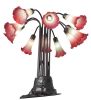 24" High Seafoam/Cranberry Tiffany Pond Lily 10 LT Table Lamp