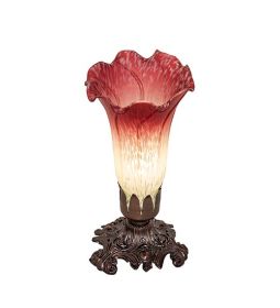 8" High Seafoam/Cranberry Pond Lily Victorian Mini Lamp