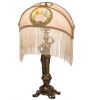 20"H Reverse Painted Roses Fabric with Fringe Table Lamp