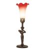 15" High Pink/White Tiffany Pond Lily Nouveau Lady Mini Lamp