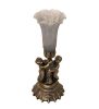 13" High Gray Tiffany Pond Lily Twin Cherub Accent Lamp