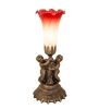 13"High Pink/White Tiffany Pond Lily Twin Cherub Accent Lamp