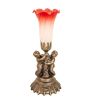 13"High Pink/White Tiffany Pond Lily Twin Cherub Accent Lamp