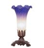 8" High Blue/White Pond Lily Victorian Mini Lamp