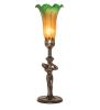 15" High Amber/Green Tiffany Pond Lily Nouveau Lady Accent Lamp