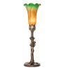 15" High Amber/Green Tiffany Pond Lily Nouveau Lady Accent Lamp