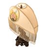 23" High Reverse Painted Roses Fabric with Fringe Table Lamp