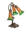 16" High Amber/Green Tiffany Pond Lily 3 Light Accent Lamp