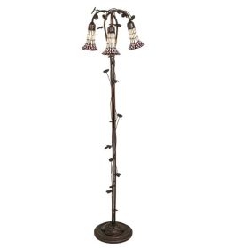 58" High Stained Glass Pond Lily 3 Light Floor Lamp