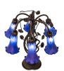 18" High Blue Tiffany Pond Lily 6 Light Table Lamp
