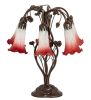 18" High Red/White Tiffany Pond Lily 6 Light Table Lamp