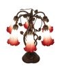 18" High Red/White Tiffany Pond Lily 6 Light Table Lamp