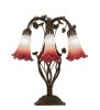 19" High Pink/White Tiffany Pond Lily 6 Light Table Lamp