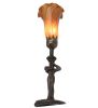 15 High Amber Tiffany Pond Lily Nouveau Lady Accent Lamp