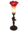 15" High Seafoam/Cranberry Tiffany Pond Lily Nouveau Lady Accent Lamp