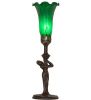 15" High Green Tiffany Pond Lily Nouveau Lady Accent Lamp