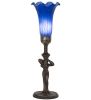 15" High Blue Tiffany Pond Lily Nouveau Lady Accent Lamp