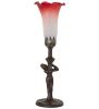 15" High Red/White Tiffany Pond Lily Nouveau Lady Accent Lamp