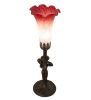 15" High Red/White Tiffany Pond Lily Nouveau Lady Accent Lamp