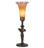 15" High Amber/Purple Tiffany Pond Lily Nouveau Lady Accent Lamp