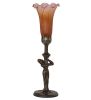 15" High Amber/Purple Tiffany Pond Lily Nouveau Lady Accent Lamp