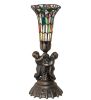 13 High Stained Glass Pond Lily Twin Cherub Accent Lamp
