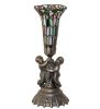 13 High Stained Glass Pond Lily Twin Cherub Accent Lamp