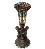 13 High Stained Glass Pond Lily Twin Cherub Accent Lamp