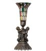 13 High Stained Glass Pond Lily Twin Cherub Accent Lamp