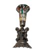 13 High Stained Glass Pond Lily Twin Cherub Accent Lamp