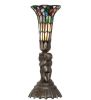 13 High Stained Glass Pond Lily Twin Cherub Accent Lamp