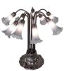 24" High Gray Tiffany Pond Lily 10 Light Table Lamp